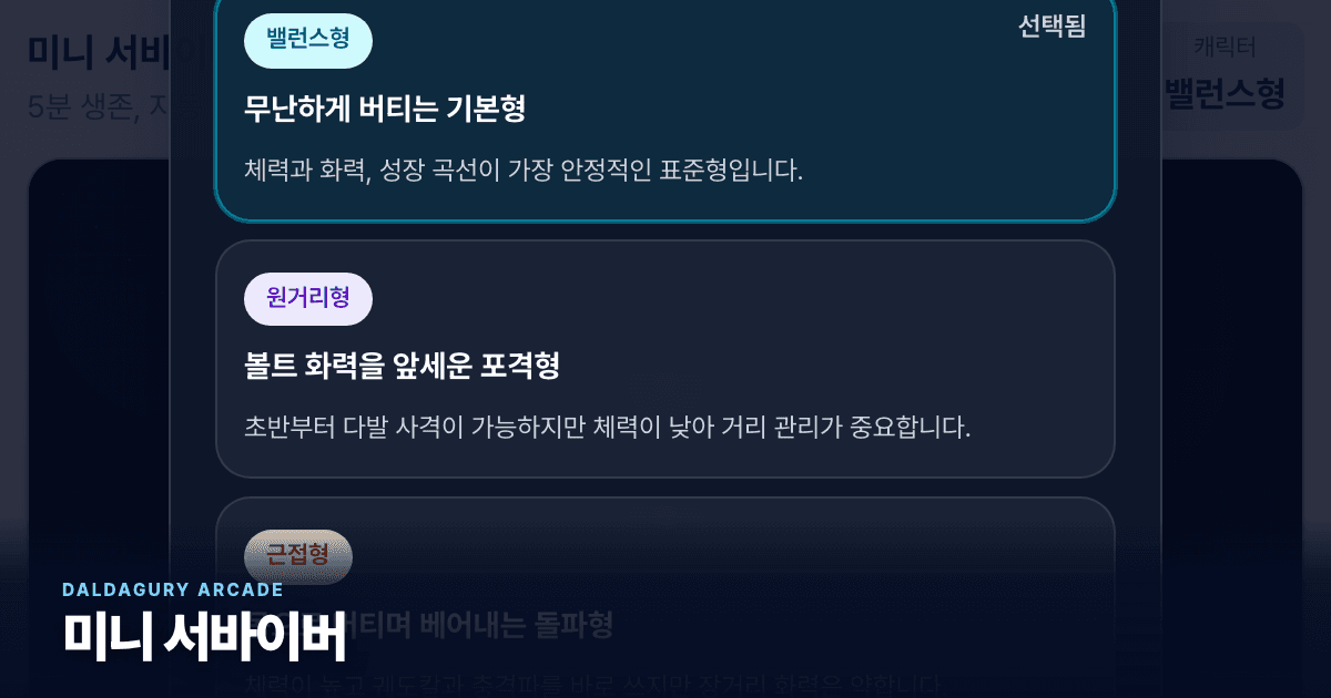 미니 서바이버 실제 게임 화면
